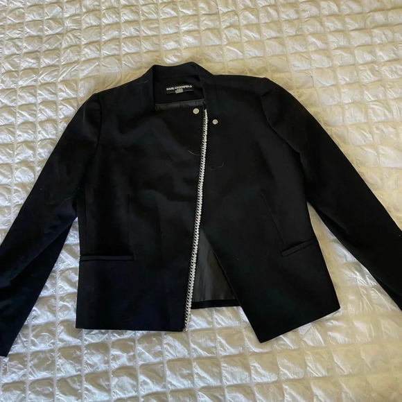 Karl Lagerfeld black faux pearl blazer - Picture 1 of 6